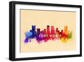 Fort Worth, Texas - Skyline Abstract-Lantern Press-Framed Art Print