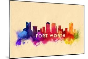 Fort Worth, Texas - Skyline Abstract-Lantern Press-Mounted Art Print