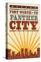 Fort Worth, Texas - Skyline and Sunburst Screenprint Style-Lantern Press-Stretched Canvas