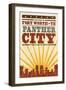 Fort Worth, Texas - Skyline and Sunburst Screenprint Style-Lantern Press-Framed Art Print