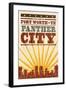 Fort Worth, Texas - Skyline and Sunburst Screenprint Style-Lantern Press-Framed Art Print