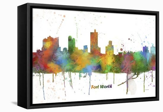 Fort Worth Texas Skyline MCLR 1-Marlene Watson-Framed Stretched Canvas