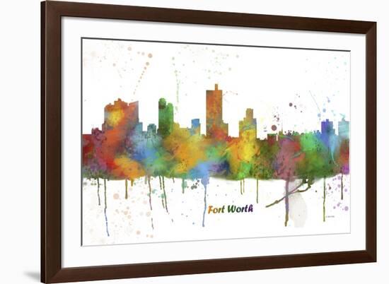 Fort Worth Texas Skyline MCLR 1-Marlene Watson-Framed Giclee Print