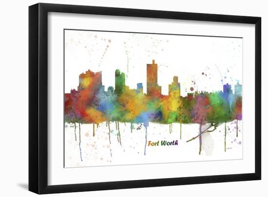 Fort Worth Texas Skyline MCLR 1-Marlene Watson-Framed Giclee Print