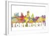 Fort Worth Texas Skyline Mclr 2-Marlene Watson-Framed Giclee Print