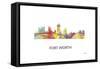 Fort Worth Texas Skyline-Marlene Watson-Framed Stretched Canvas