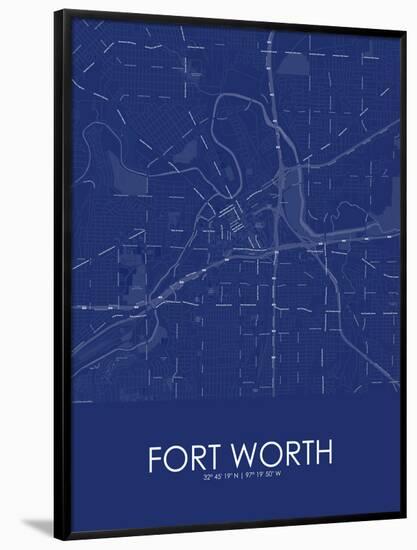 Fort Worth, United States of America Blue Map-null-Framed Poster