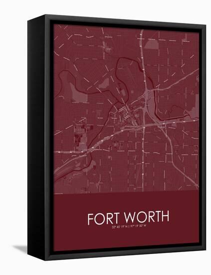 Fort Worth, United States of America Red Map-null-Framed Stretched Canvas