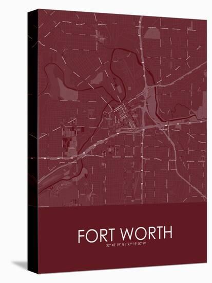 Fort Worth, United States of America Red Map-null-Stretched Canvas