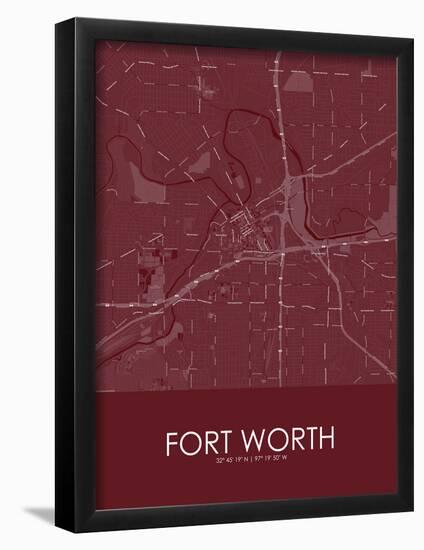Fort Worth, United States of America Red Map-null-Framed Poster