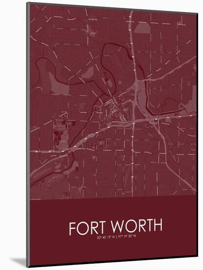 Fort Worth, United States of America Red Map-null-Mounted Poster