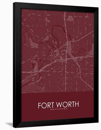 Fort Worth, United States of America Red Map-null-Framed Poster