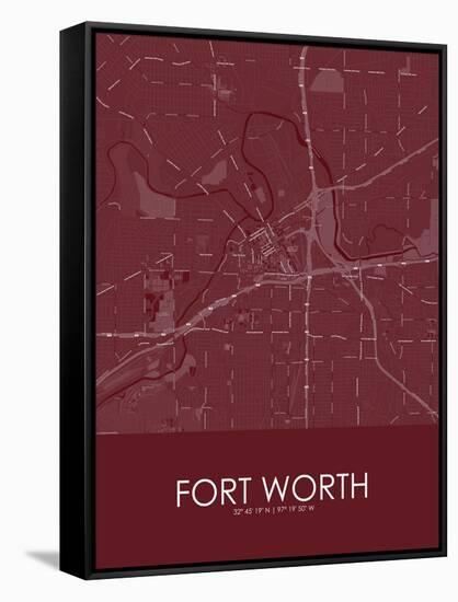 Fort Worth, United States of America Red Map-null-Framed Stretched Canvas