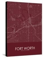 Fort Worth, United States of America Red Map-null-Stretched Canvas