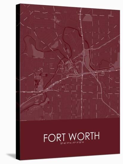 Fort Worth, United States of America Red Map-null-Stretched Canvas