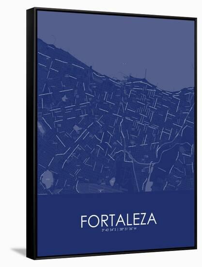 Fortaleza, Brazil Blue Map-null-Framed Stretched Canvas