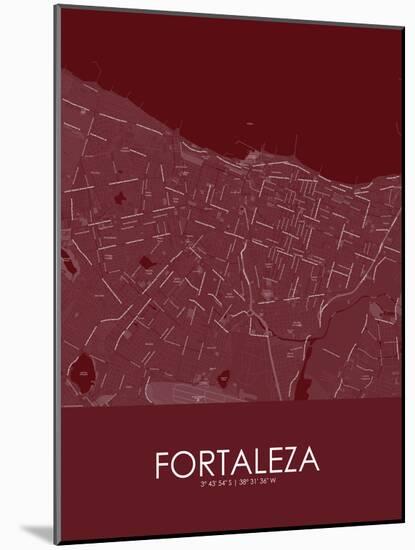 Fortaleza, Brazil Red Map-null-Mounted Poster