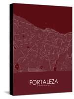 Fortaleza, Brazil Red Map-null-Stretched Canvas