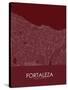 Fortaleza, Brazil Red Map-null-Stretched Canvas