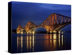 Forth Railway Bridge at Night, Queensferry, Edinburgh, Lothian, Scotland, United Kingdom-Neale Clarke-Stretched Canvas