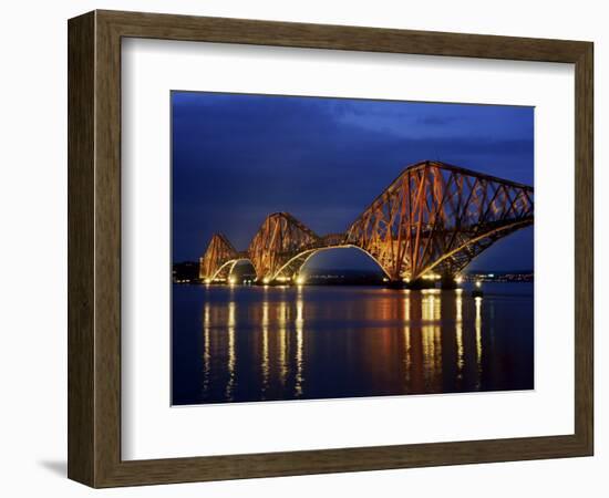 Forth Railway Bridge at Night, Queensferry, Edinburgh, Lothian, Scotland, United Kingdom-Neale Clarke-Framed Photographic Print