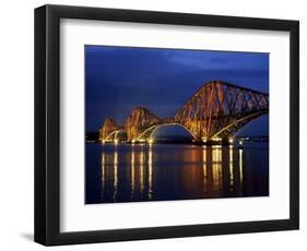 Forth Railway Bridge at Night, Queensferry, Edinburgh, Lothian, Scotland, United Kingdom-Neale Clarke-Framed Photographic Print