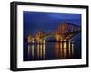 Forth Railway Bridge at Night, Queensferry, Edinburgh, Lothian, Scotland, United Kingdom-Neale Clarke-Framed Photographic Print