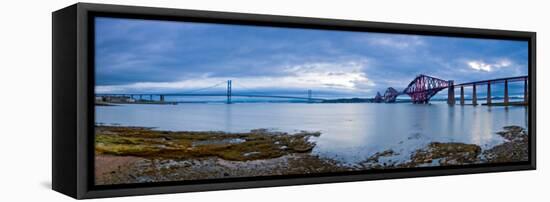 Forth Road and Rail Bridges, Firth of Forth, Edinburgh, Scotland, UK-Alan Copson-Framed Stretched Canvas