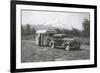 Forties Travel Trailer in Mountains-null-Framed Premium Giclee Print