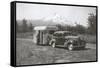 Forties Travel Trailer in Mountains-null-Framed Stretched Canvas