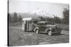 Forties Travel Trailer in Mountains-null-Stretched Canvas