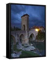 Fortified Bridge over the Gave De Pau, Orthez, Pyrenees-Atlantiques, Aquitaine, France-Doug Pearson-Framed Stretched Canvas