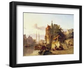 Fortified Buildings on the Banks of a Canal-Cornelius Springer-Framed Giclee Print