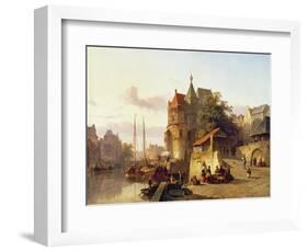 Fortified Buildings on the Banks of a Canal-Cornelius Springer-Framed Giclee Print