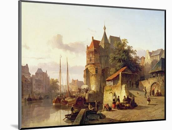 Fortified Buildings on the Banks of a Canal-Cornelius Springer-Mounted Giclee Print