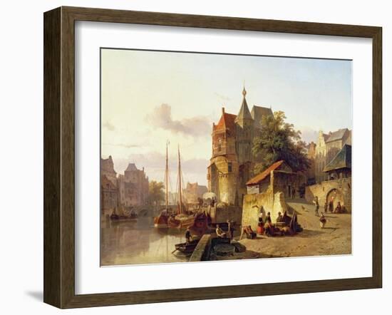 Fortified Buildings on the Banks of a Canal-Cornelius Springer-Framed Giclee Print