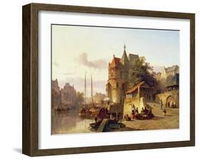 Fortified Buildings on the Banks of a Canal-Cornelius Springer-Framed Giclee Print