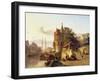 Fortified Buildings on the Banks of a Canal-Cornelius Springer-Framed Giclee Print