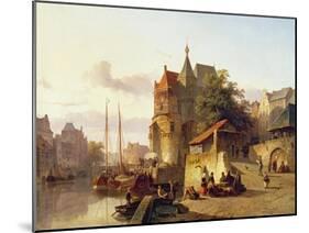 Fortified Buildings on the Banks of a Canal-Cornelius Springer-Mounted Giclee Print