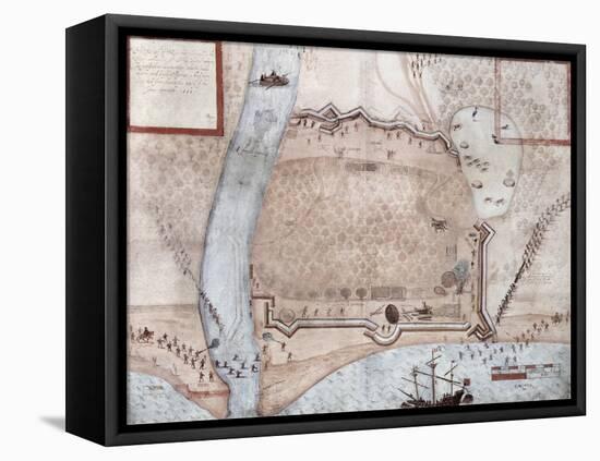Fortified Encampment, Puerto Rico-John White-Framed Stretched Canvas