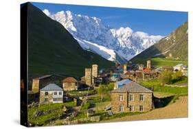 Fortified Village of Ushguli, Svanetia, in Background Mount Shkhara, Georgia, Caucasus-Michael Runkel-Stretched Canvas