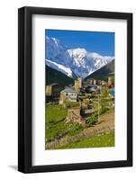 Fortified Village of Ushguli, Svanetia, in Background Mount Shkhara, Georgia, Caucasus-Michael Runkel-Framed Photographic Print