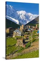 Fortified Village of Ushguli, Svanetia, in Background Mount Shkhara, Georgia, Caucasus-Michael Runkel-Stretched Canvas