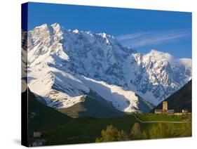 Fortified Village of Ushguli, Svanetia, in the Background Mount Shkhara, Georgia-null-Stretched Canvas