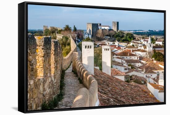 Fortified Wall in Obidos, Portugal-David Ionut-Framed Stretched Canvas