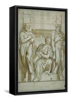 Fortitude (Or Strength) Flanked by Two Satyrs-Veronese-Framed Stretched Canvas