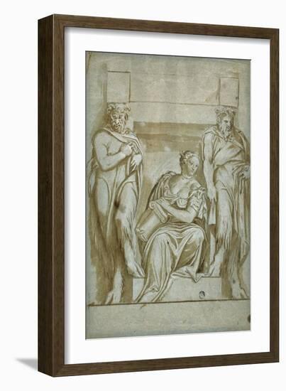 Fortitude (Or Strength) Flanked by Two Satyrs-Veronese-Framed Giclee Print