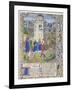 Fortress of Faith (Miniature of the Saints Gregory, Augustine, Jerome, and Ambrose Fighting Demon)-Loyset Liédet-Framed Giclee Print