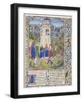 Fortress of Faith (Miniature of the Saints Gregory, Augustine, Jerome, and Ambrose Fighting Demon)-Loyset Liédet-Framed Giclee Print