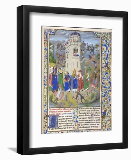 Fortress of Faith (Miniature of the Saints Gregory, Augustine, Jerome, and Ambrose Fighting Demon)-Loyset Liédet-Framed Giclee Print